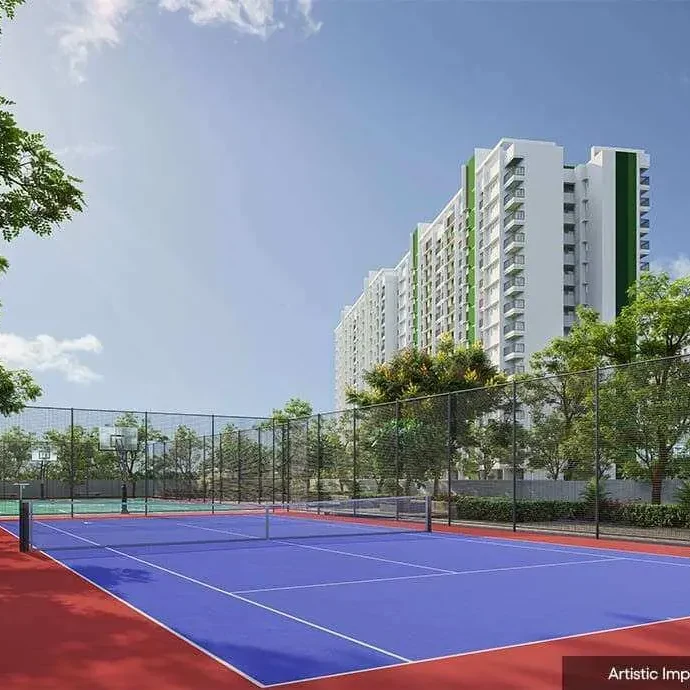 Floodlit tennis court, developer artist impression